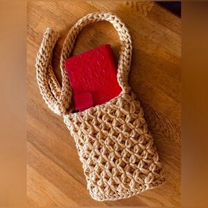Crossbody purse phone bag handmade khaki hand crocheted
